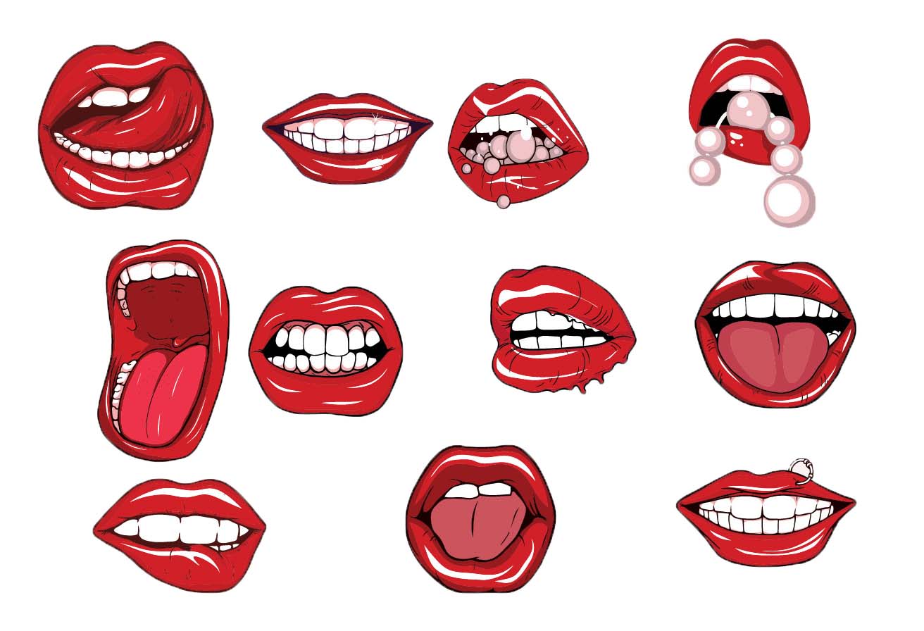 1312x896 Red Lips Pearls Vector Set Free Download