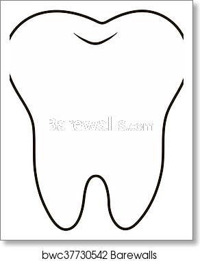 292x382 Simple Cartoon Tooth White Silhouette On A Blue Background, Teeth