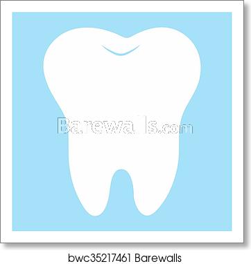 362x382 Cartoon Tooth, White On A Blue Background, Teeth Vector Icon