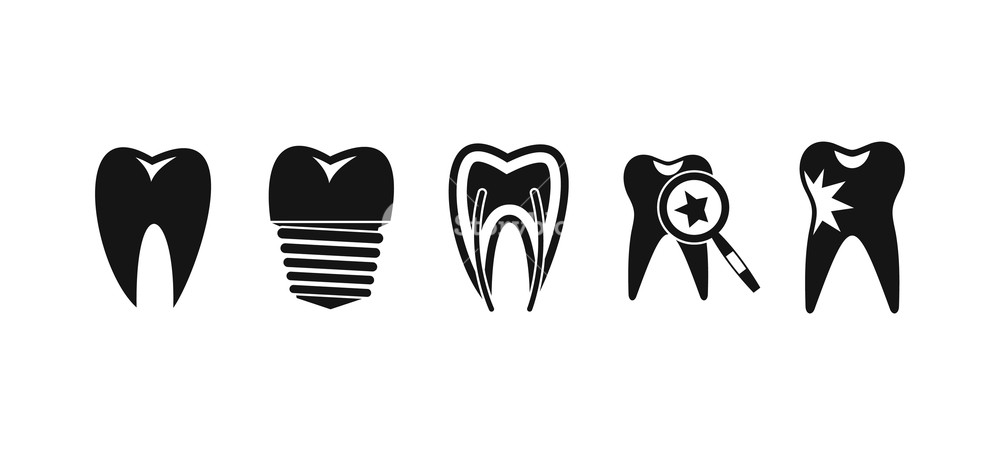 1000x455 Tooth Icon Set Simple Set Of Tooth Vector Icons For Web Design