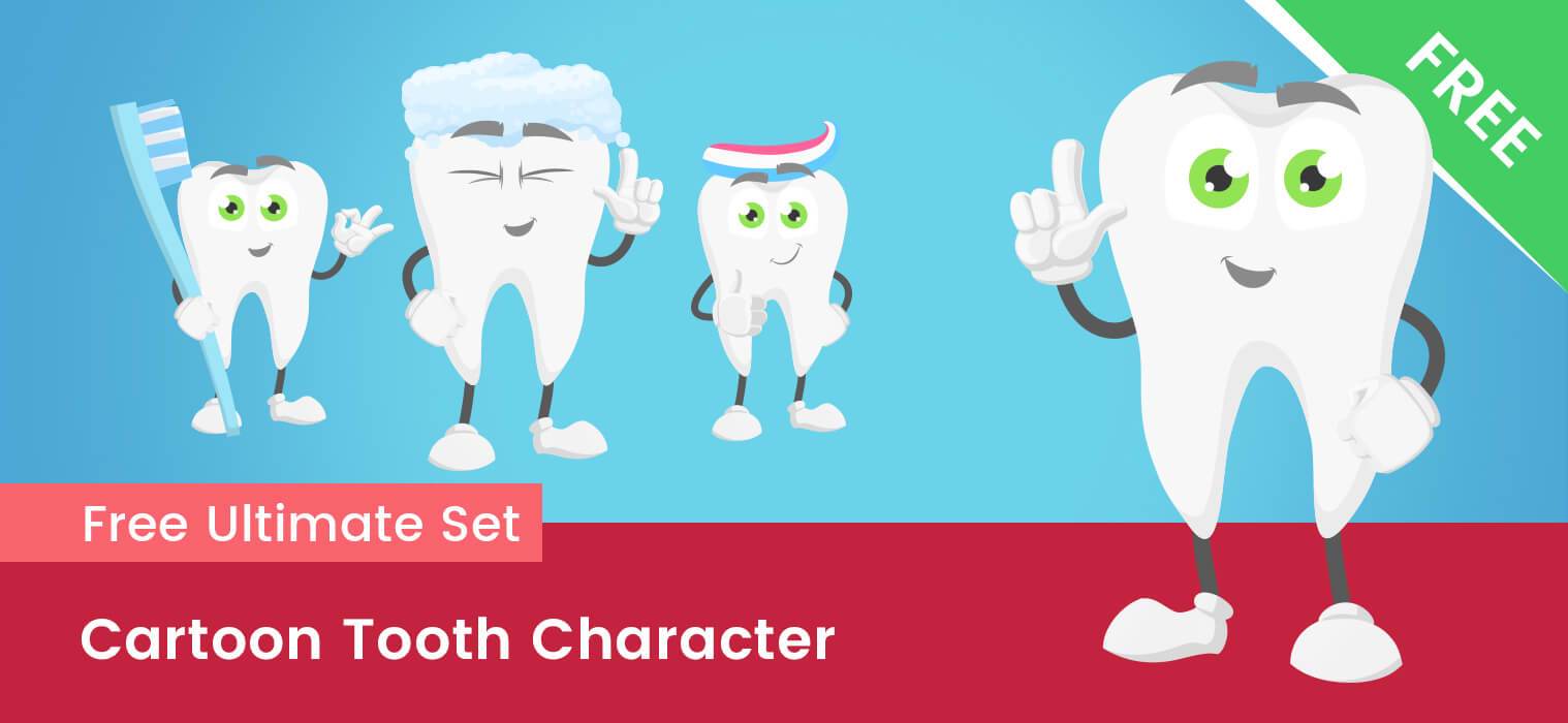 1518x700 Cartoon Tooth Vector Set