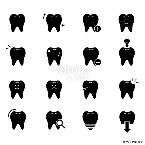 500x500 Dental, Dentist, Tooth, Teeth Vector Icon Set Stock Image