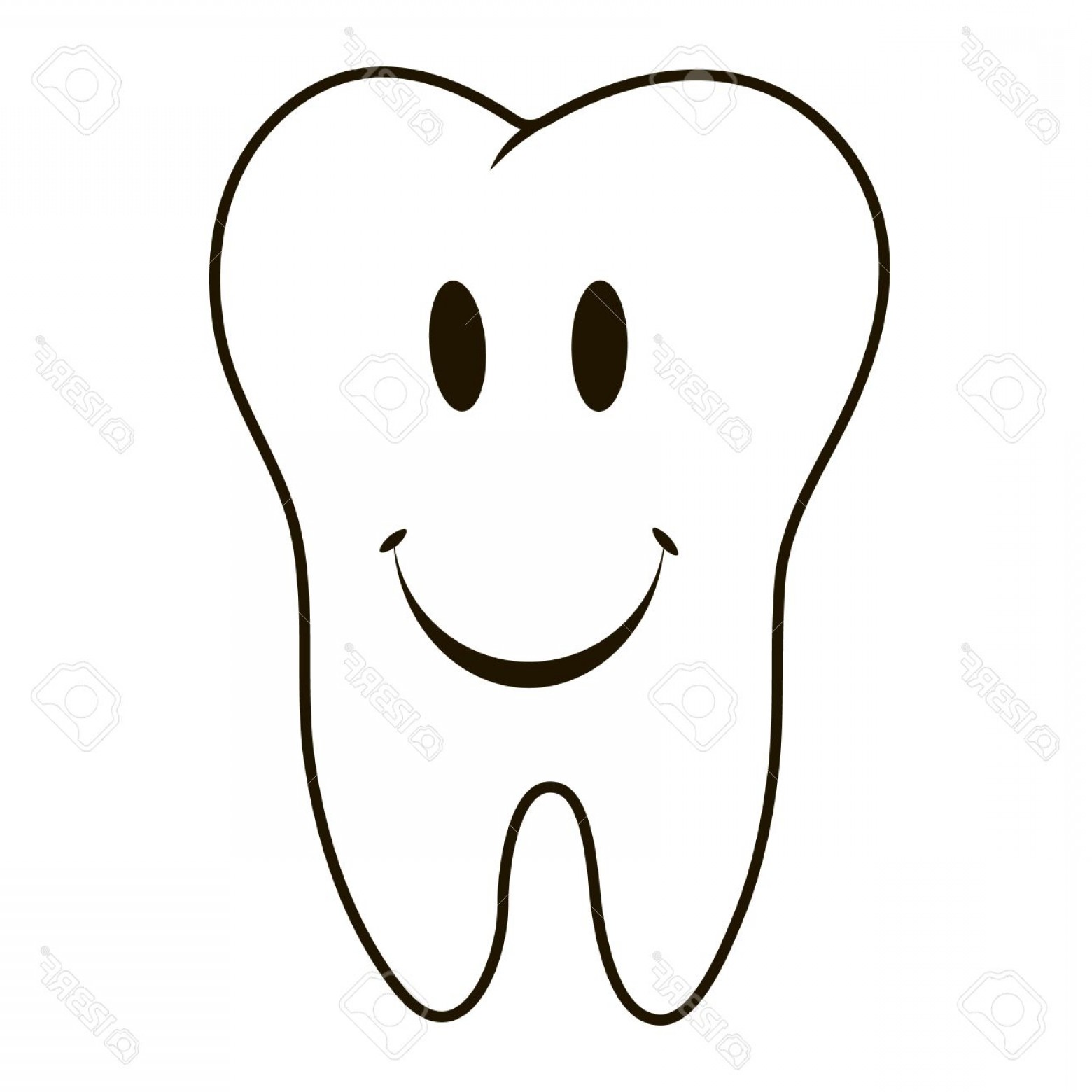 1560x1560 Photostock Vector Simple Cartoon Tooth Smiling White Silhouette