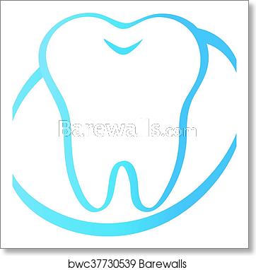 362x382 Simple Cartoon Tooth White Silhouette On A Blue Background, Teeth