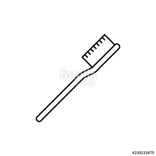 500x500 Toothbrush Vector Outline Icon Isolated On Transparent Background