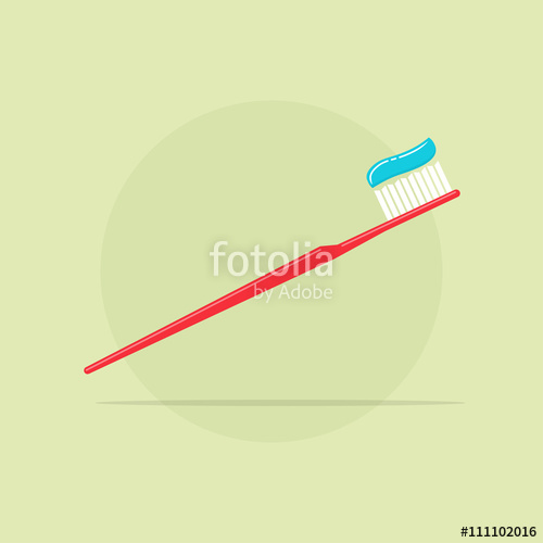 500x500 Toothbrush With Toothpaste Vector Illustration, Red Tooth Brush