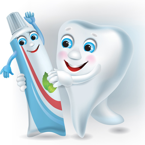 484x484 Funny Tooth With Toothpaste Vector Graphic Free Vector