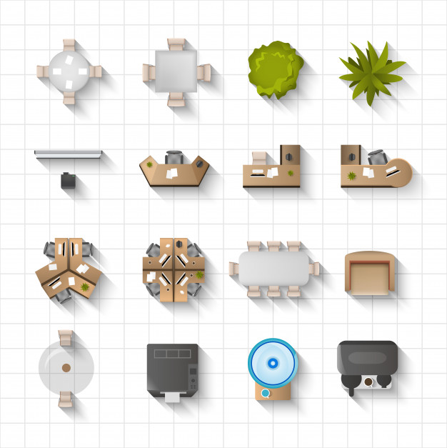 Office Interior Icons Top View Vector Free Download 626x627 Office Interior Icons Top View Vector Free Download