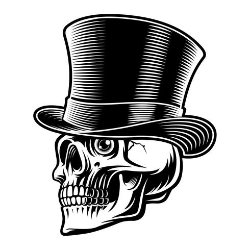 490x490 Black And White Illustration Of A Skull In Top Hat