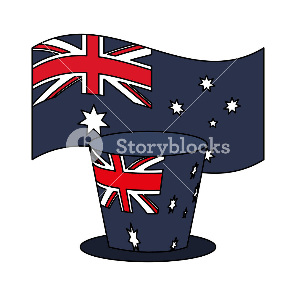1000x1000 Australia Flag Heart And Top Hat Vector Illustration Royalty Free