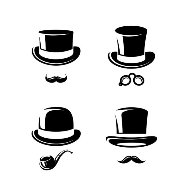600x600 Black Top Hat Set Vector Art Print
