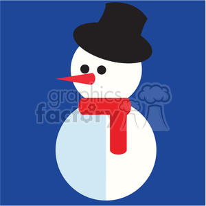 300x300 Snowman With Top Hat On Blue Square Icon Vector Art Clipart