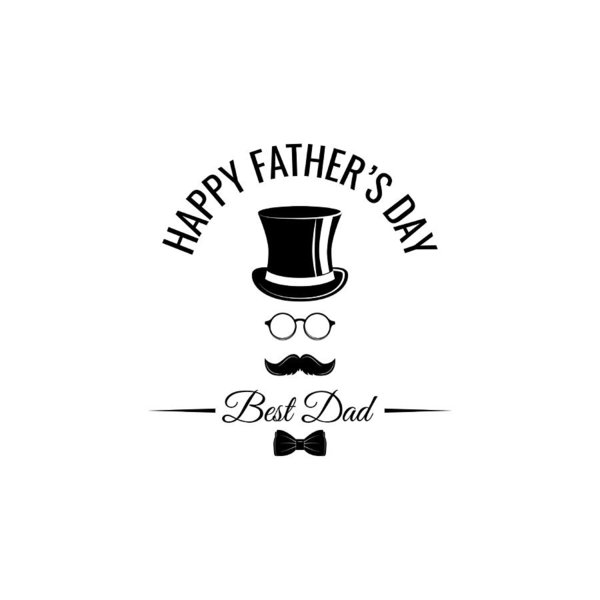 600x600 Father Day Card Top Hat, Bow Tie, Glasses, Mustache Fathers Day