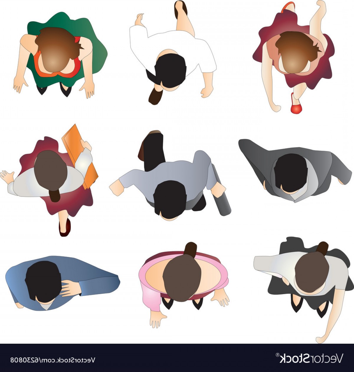 1200x1261 People Standing Top View Set Vector Soidergi