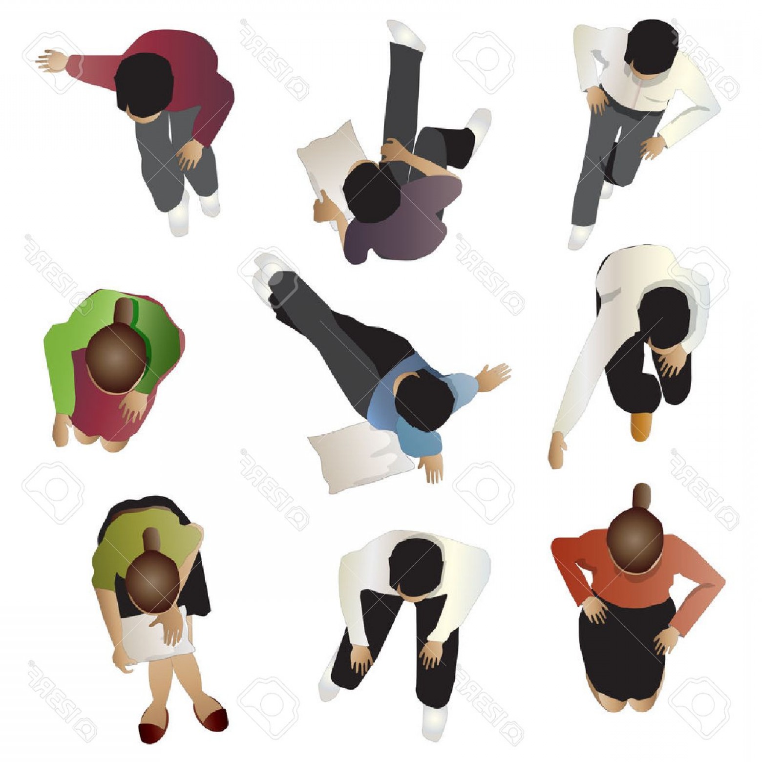 1560x1560 Photostock Vector People Sitting Top View Set Vector Illustration