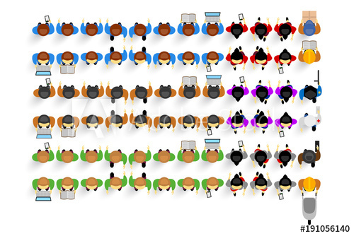 500x334 Set Of Top View People, Different Poses, Vector Citizens