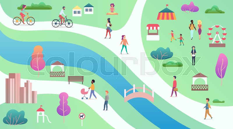 800x442 Top View Of City Public Park With Stock Vector Colourbox