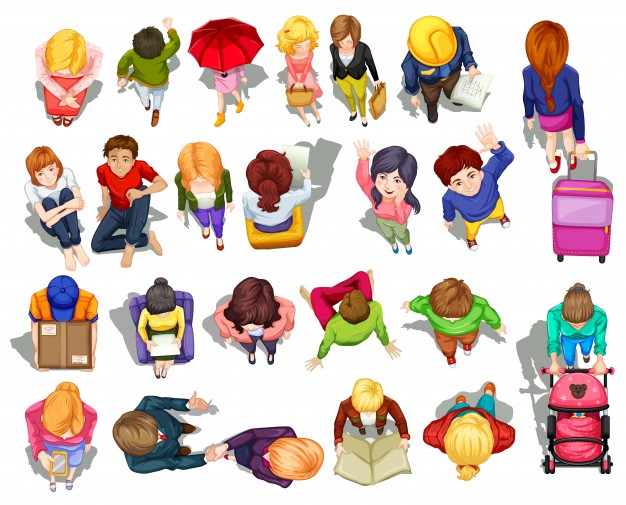 626x505 Top View Of People Doing Activities Illustration Vector Free