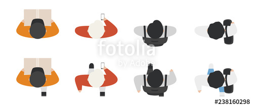 500x212 Top View Of People Set Isolated On A White Background Men