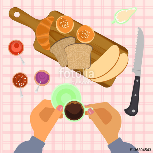 500x500 Person Is Eating Breakfast With Croissant And Cup Of Coffe Top