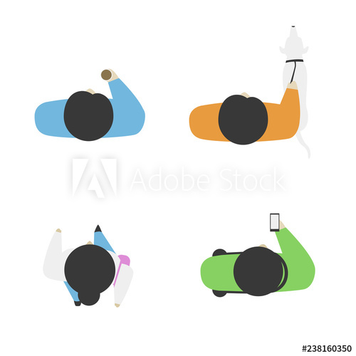 500x500 Set Of People From Above, Top View Simple Style Flat Design