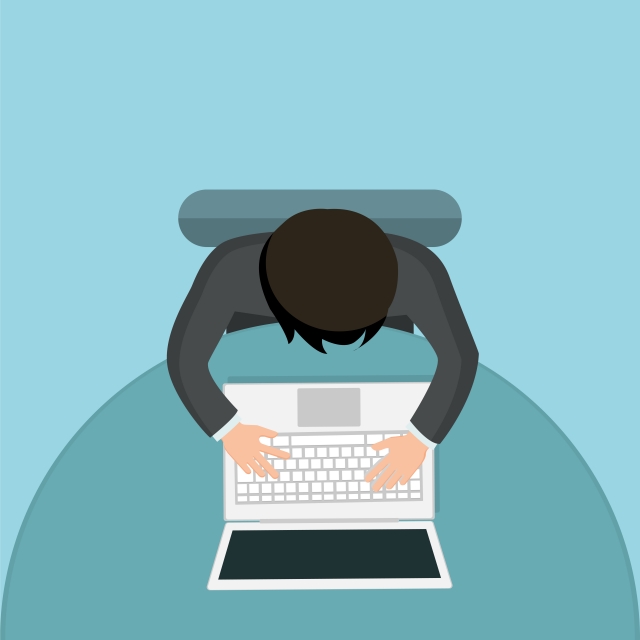 640x640 Top View Of Person Business Desk With His Laptop Vector, Desk