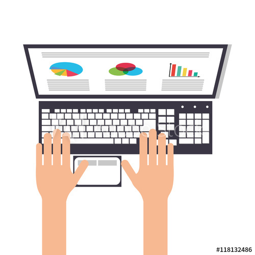 500x500 Flat Design Person Using Laptop Topview Icon Vector Illustration