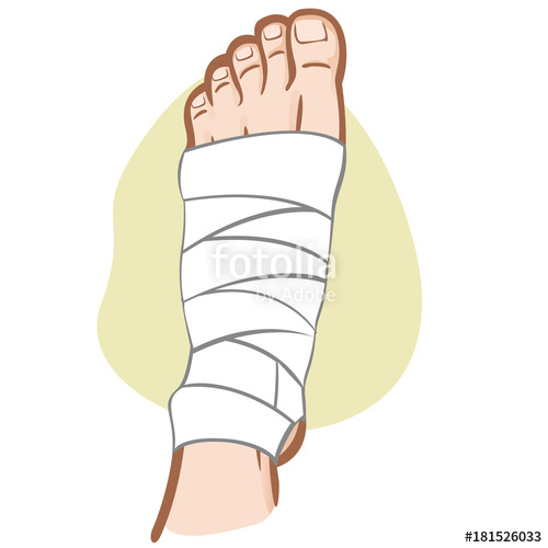 500x500 Illustration Of Firs Aid Person Caucasian, Bandaged Foot, Top View