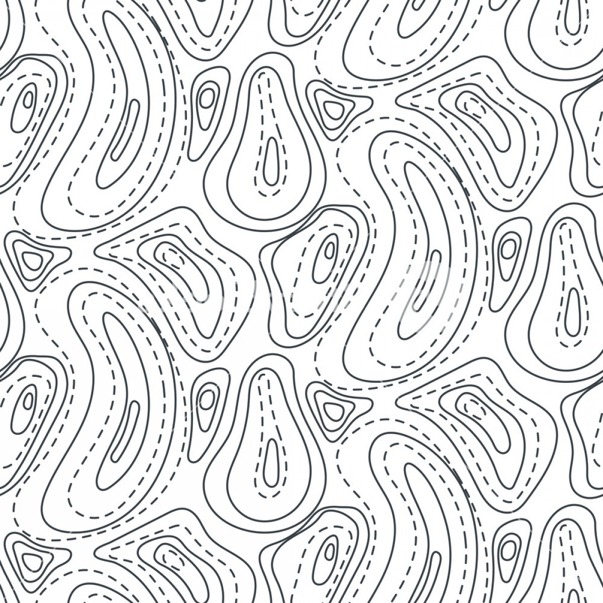 1200x1200 Topographic Contour Map Line Abstract Seamless Pattern Monochrome