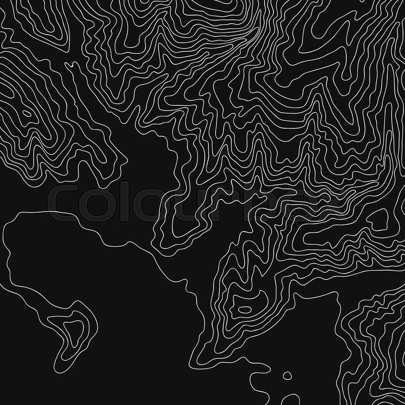 800x800 Topographic Map, White Line On Black, Stock Vector Colourbox