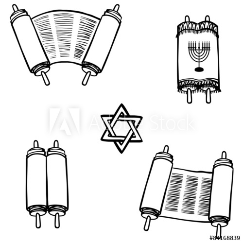 500x500 Torah Old Scrolls In Different Forms Vector Illustration