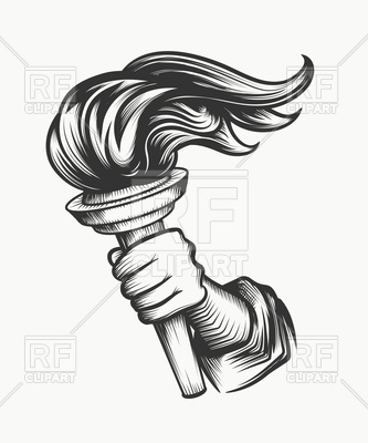 333x400 Human Hand Holds Torch Vector Image Of Icons And Emblems