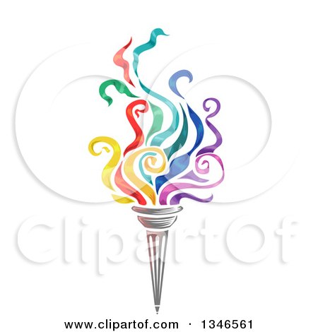 450x470 Clipart Of A Torch With Colorful Flames