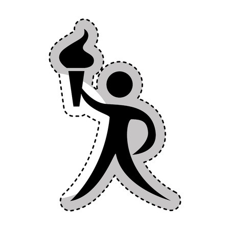 450x450 Athlete Silhouette With Torch Vector Illustration Design Royalty