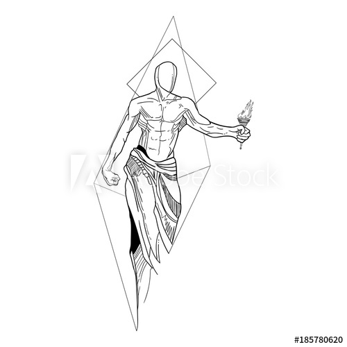 500x500 Deity With Torch Vector Illustration