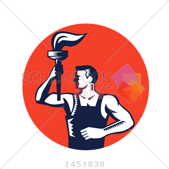 340x340 Stock Illustration Of Vector Male Worker In Coveralls Holding