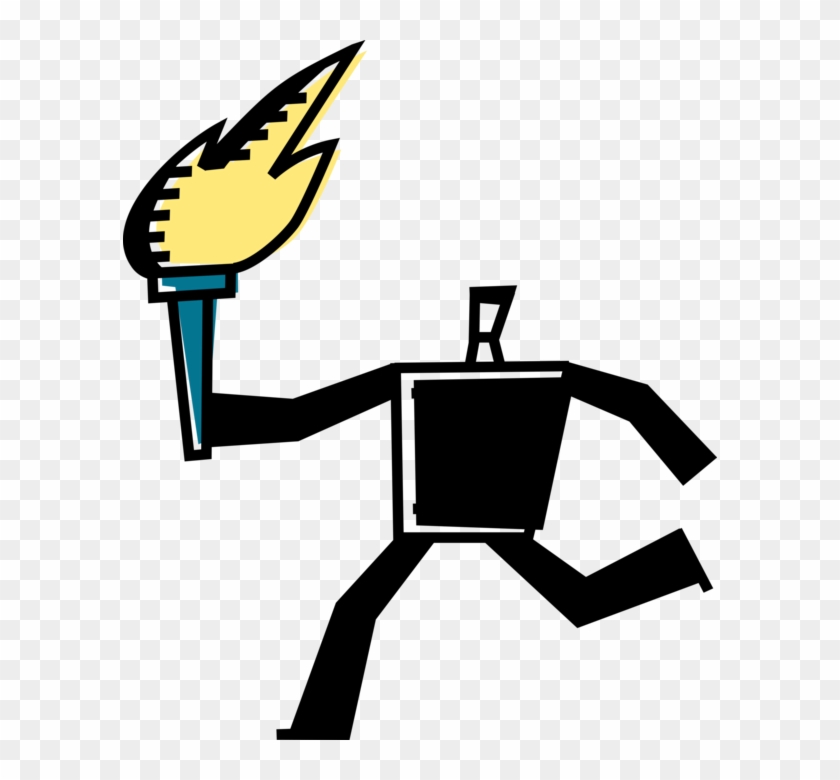 840x780 Vector Illustration Of Runner Carries Olympic Torch, Hd Png