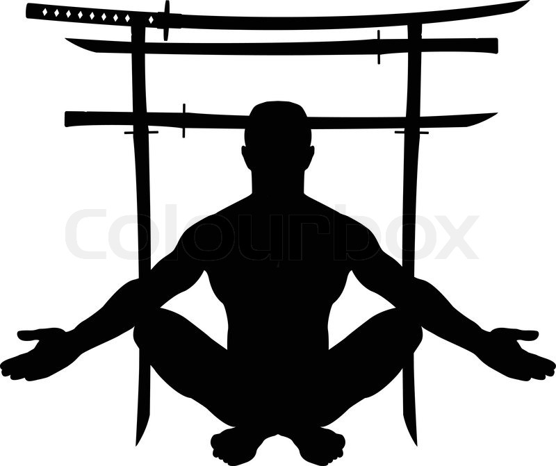 800x671 Man And Torii Gate With Swords Vector Stock Vector Colourbox