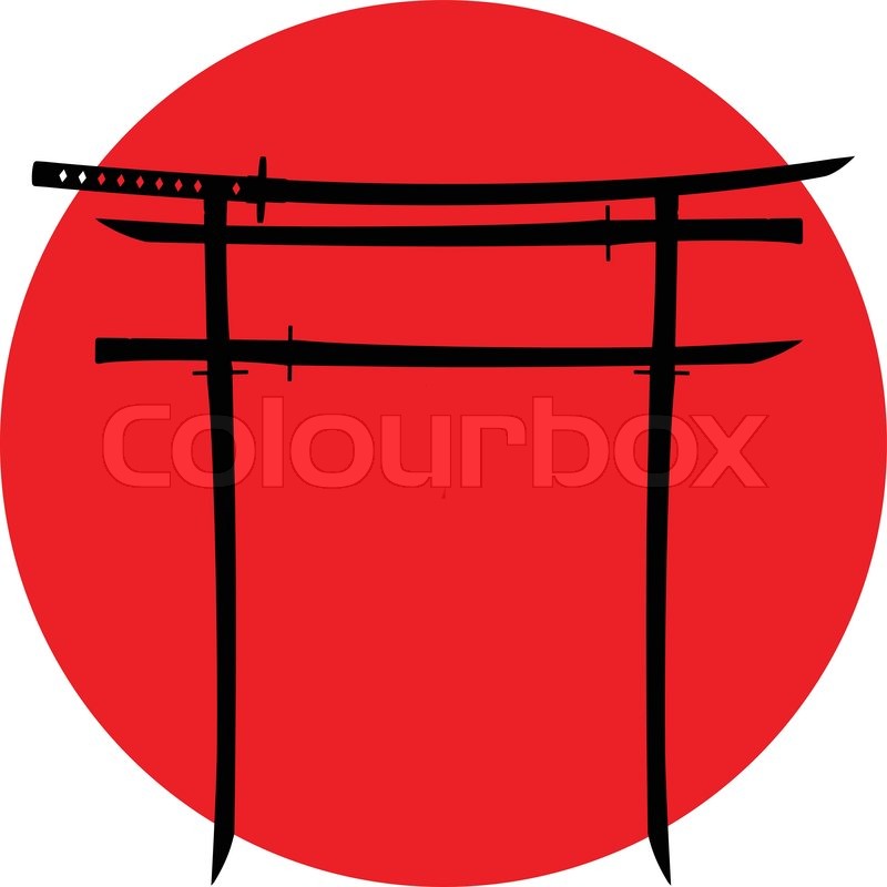 800x800 Silhouette Of Torii Gate With Japanese Stock Vector Colourbox