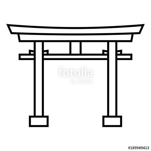 500x500 Vector Single Black Outline Shinto Torii Gate Icon Stock Image