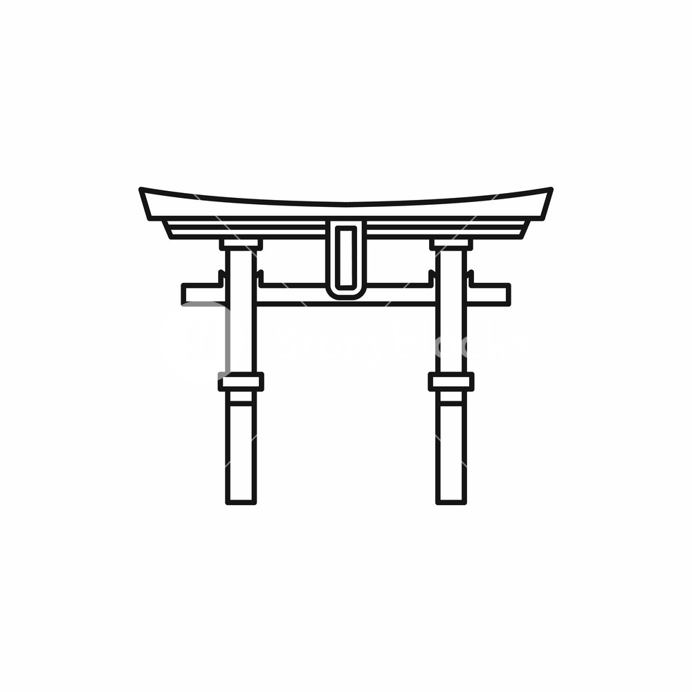 1000x1000 Japan Gate Torii Icon In Outline Style Isolated On White