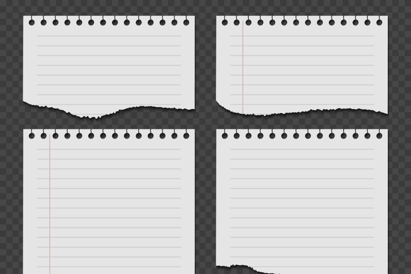 800x533 Notebook Papers With Torn, Ripped Edge Vector Set