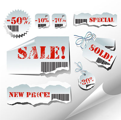 Torn Sales Tag Vector Material 400x399 Torn Sales Tag Vector Material
