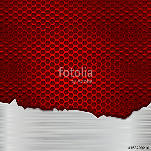 500x500 Red Perforated Texture With Torn Metal Element With Uneven Edges