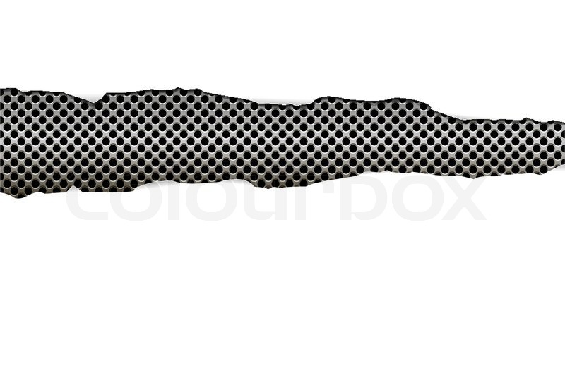 800x549 Torn Paper Is On A Metal Grid Stock Vector Colourbox