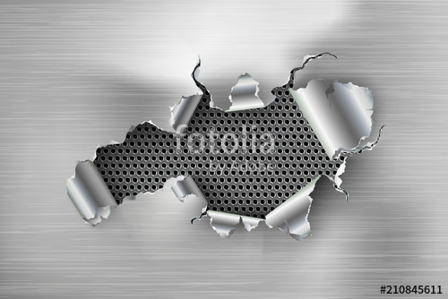 500x334 Ragged Hole Torn In Ripped Steel On Metal Stock Image And Royalty