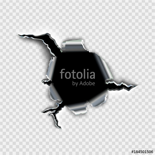 500x500 Ragged Bullet Hole Torn In Ripped Metal Stock Image And Royalty
