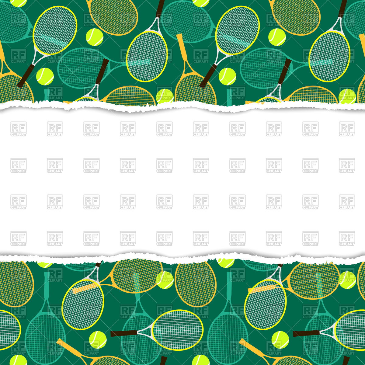 1200x1200 Pattern With Tennis Rackets And Torn Paper Edge Vector Image