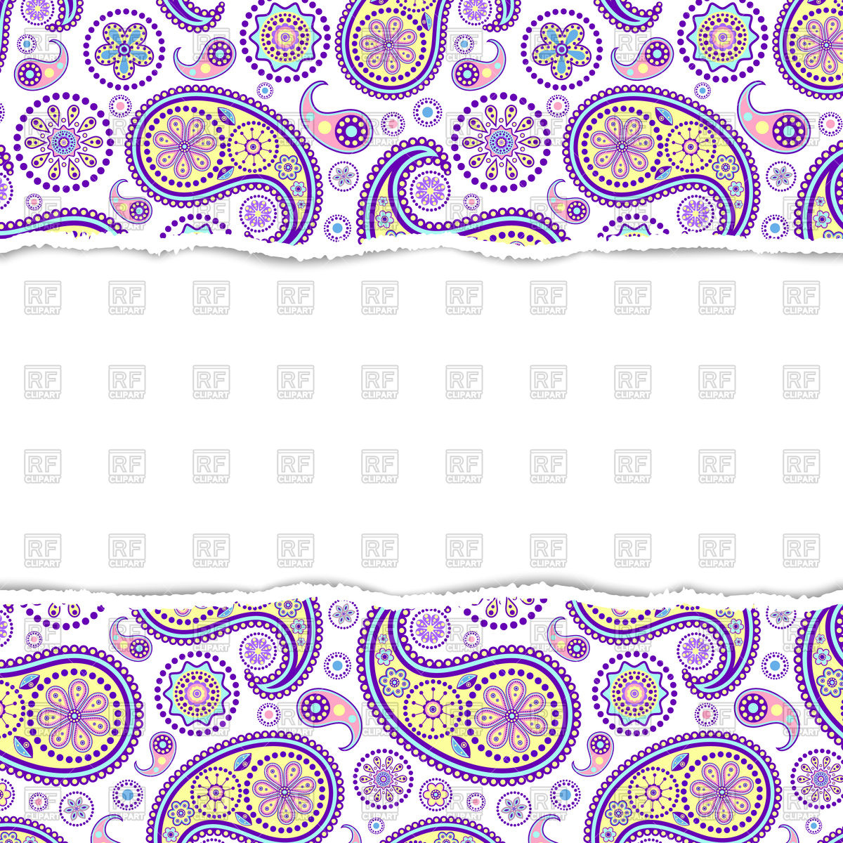 1200x1200 Pattern With Colorful Abstract Paisley And Torn Paper Vector Image