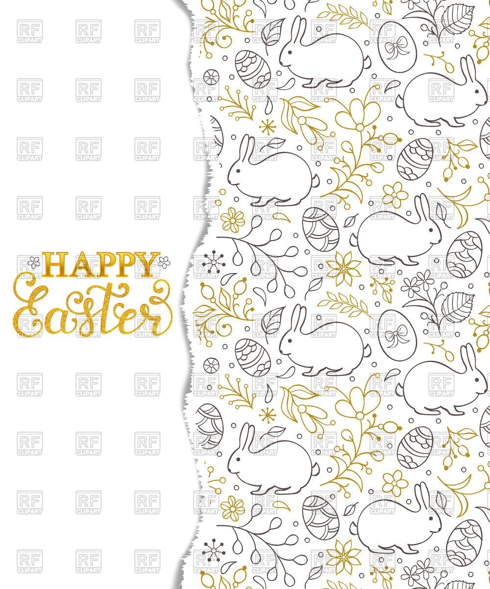 1000x1200 Floral Easter Bunny Pattern With Torn Paper Vector Image